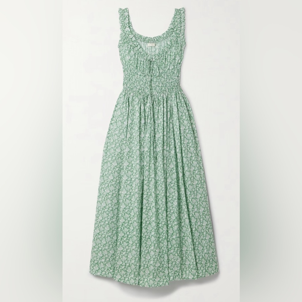 Doen Emmaretta Shirred Tie-Detail Floral Print Dress